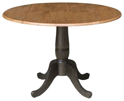 42" Round Solid Wood Dual Drop Leaf Pedestal Table - Unfinished ... inside From Blank Canvas to Beautiful A Guide to Personalizing Your Pedestal Table